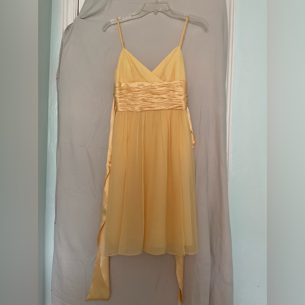 100% Silk Vintage Petite Yellow Mini Dress by Maggy London